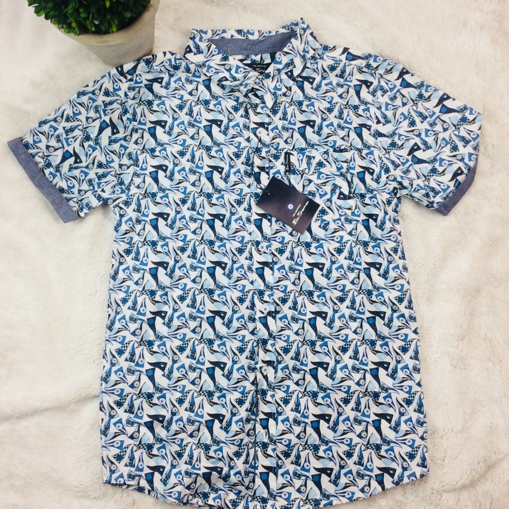 BEN SHERMAN BOYS GRAPHIC PRINT BUTTON FRONT SHIRT